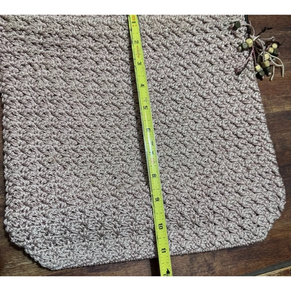 The Sak Crochet Hobo Bag Tote Pink With Beads‎ Bohemian